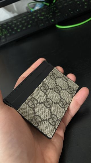 Portacarte Gucci Beige/Nero GG Supreme