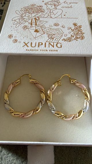 Pendientes XUPING Aro Trenzado Tricolor