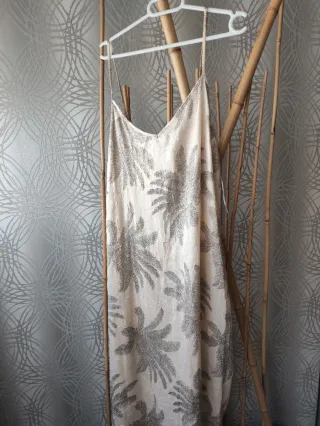 Vestido Paula Echevarría Beige/Plata Talla XXXL