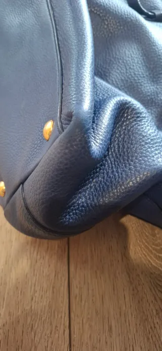 Borsa shopper Miu Miu blu in pelle