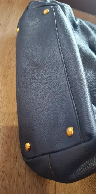 Borsa shopper Miu Miu blu in pelle