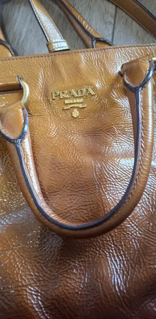 Borsa Prada Tote Pelle Marrone/Oro