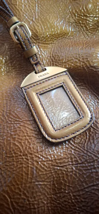 Borsa Prada Tote Pelle Marrone/Oro