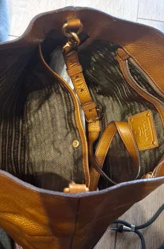 Borsa Prada Tote Pelle Marrone/Oro
