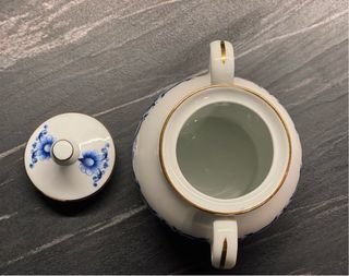 Zuccheriera Limoges porcellana bianca e blu