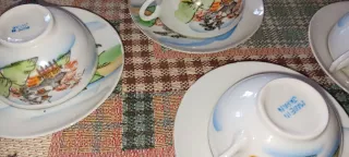 Set Tazzine e Piattini porcellana a guscio d'uovo