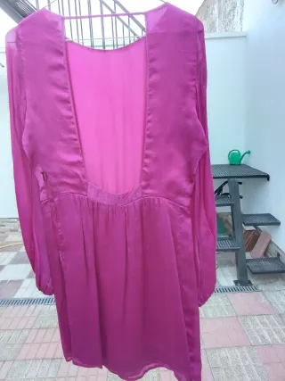 Vestido fiesta seda fucsia
