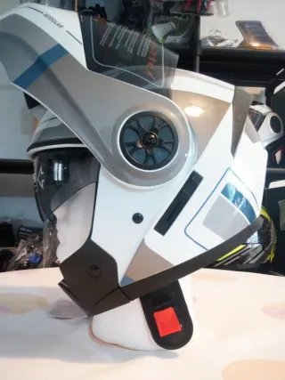 Casco Moto Modular Gris y Blanco