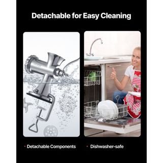 Molino de Carne Manual, Molino de Carne de Acero Inoxidable 304 con Ventosa + Abrazadera de Mesa de Acero, Fabricante de Salchichas y 2 Placas de Corte, Tubo para Salchichas, Cabezal de Molienda p...