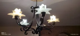 Lámpara 5 tulipas cristal