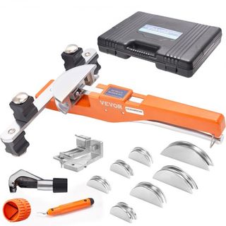 Attrezzo per Piegare Tubi, Piegatrice a Cricchetto per Tubi da 6,4mm-22,2mm, Strumenti di Piegatura a 90° Avanti/Indietro con 7 Matrici per Riparazione Condizionatori e Frigoriferi