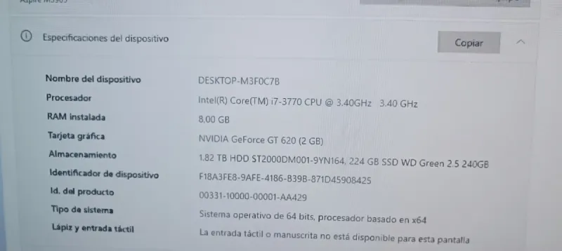 Ordenador Acer Intel Core i7 Windows 7 HDMI afbeelding 2