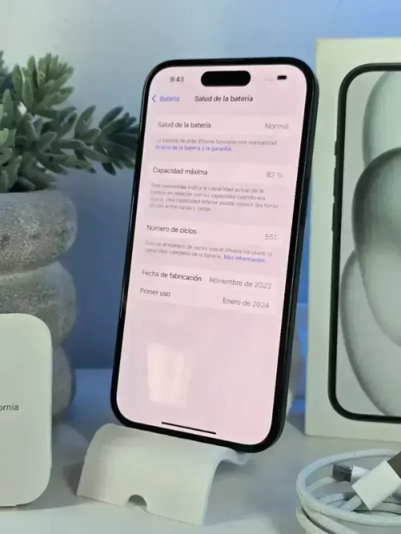 iPhone 15 128GB 82% Batería Caja y Cable afbeelding 2