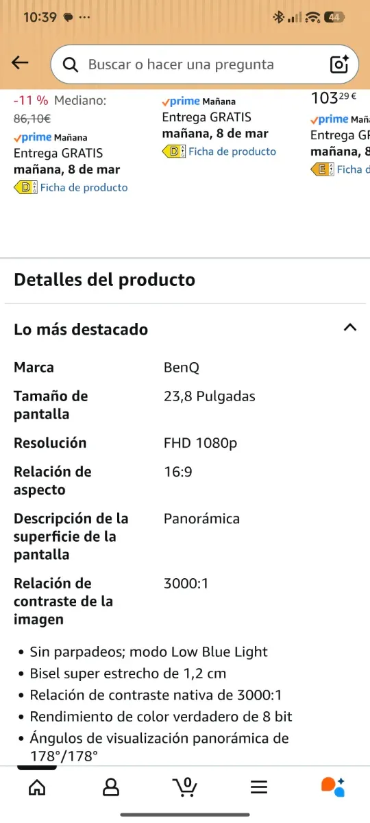 Monitor BenQ 24 Negro afbeelding 4