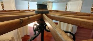 Mesa Rústica Rueda Carro Cristal Madera y hierro