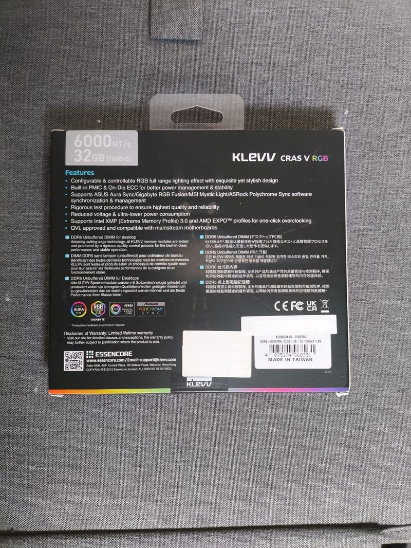RAM KLEVV CRAS V RGB DDR5 32GB 6000MHz afbeelding 2