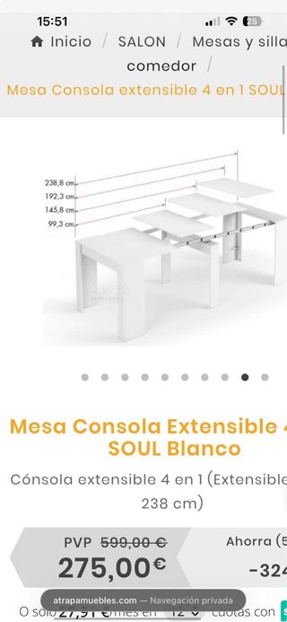Mesa extensible (51cm - 239cm)