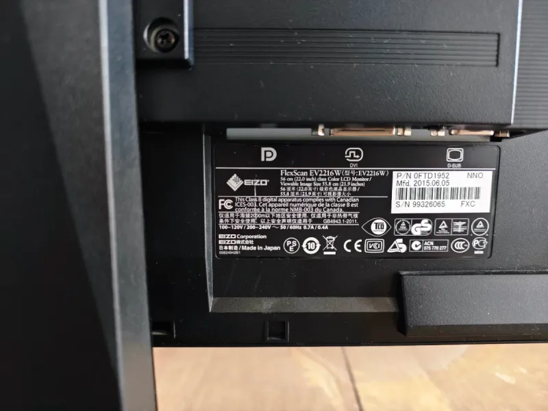 Monitor Profesional Eizo  FlexScan 22 pulgadas afbeelding 3