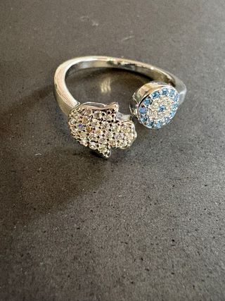 Anello Hamsa Mano Occhio Allah 925 Zirconi