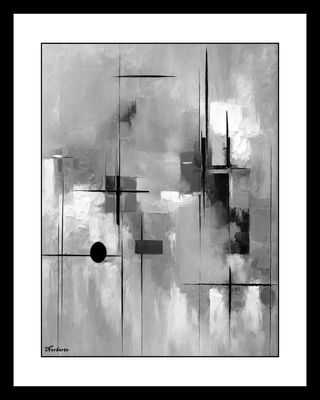 Cuadro Abstracto en Blanco y Negro