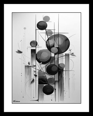 Cuadro Abstracto en Blanco y Negro