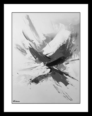 Cuadro Abstracto en Blanco y Negro