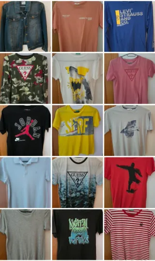 Lote 12 camisetas, 2 sudaderas y una chaqueta