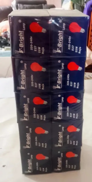 10 Bombillas F-Bright 25w Rojas