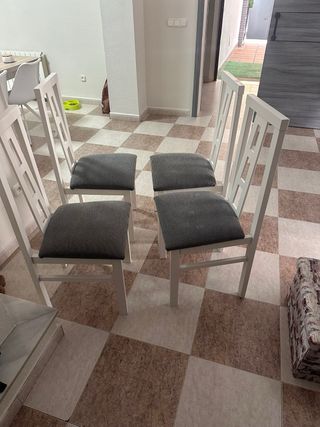 Juego 4 Sillas Comedor Madera Tapizadas