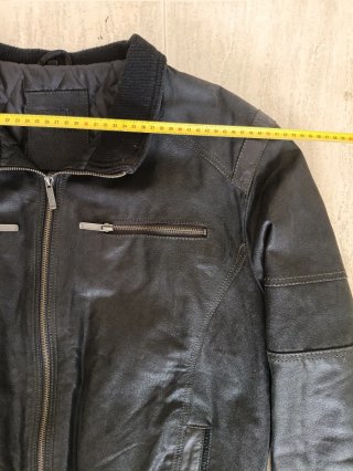 Chaqueta Bomber Cuero L Negro