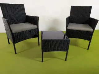 Conjunto Ratán Mesa y 2 Sillas Exterior