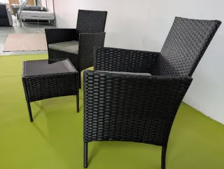 Conjunto Ratán Mesa y 2 Sillas Exterior