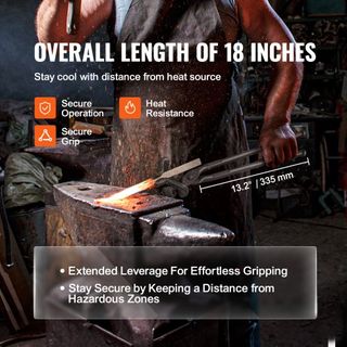 Tenazas de Herrero, Tenazas Z V-Bit de 18”, Tenazas de Forja de Acero al Carbono con Remaches de Acero A3, para Cuchillas, Piezas Largas, Forjados Circulares, para Principiantes y Herreros y Forja...