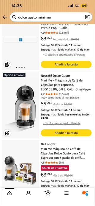 Cafetera Dolce Gusto Mini Me DeLonghi