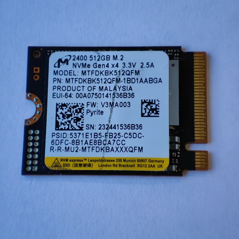 SSD Micron 512GB NVMe Gen4 M.2