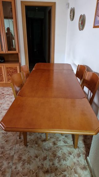 Mesa comedor y 6 sillas madera (120x80) Extensible