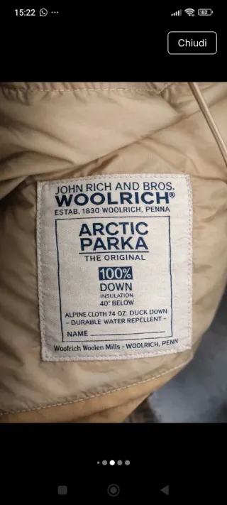 Parka Woolrich originale USA Taglia XL