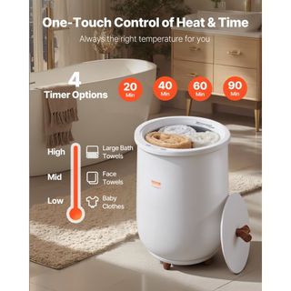 Calentadores de Toallas para Baño, Cubo Calentador de Toallas con Apagado Automático para Spa, Acomoda hasta 3 Toallas de Baño Sobredimensionadas, Mantas, Ropa, Batas de Baño, Pijamas y Más