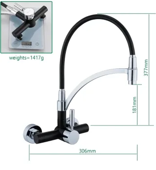 Grifo Cocina Flexible Negro/Plata Kelleria