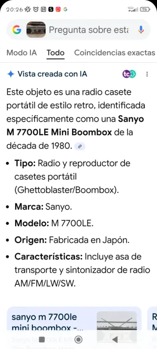 Radio Casete Sanyo Plata y Negro