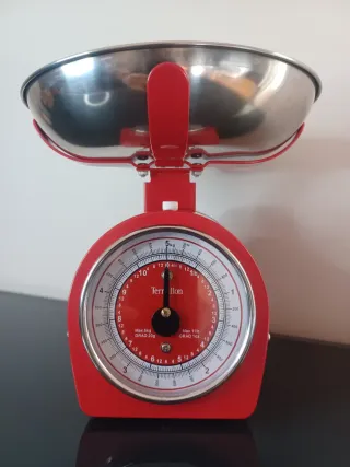 Báscula Cocina Vintage Roja - 5kg Acero Inox