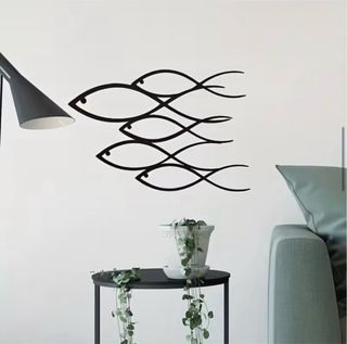 Arte murale pesci in metallo nero