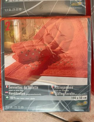 Set Asciugamani Arancio 100% Cotone