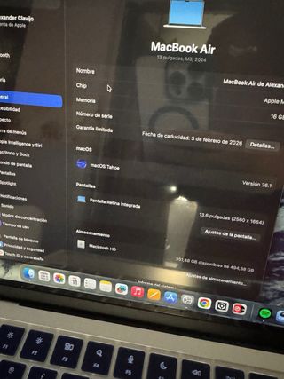 MacBook Air M3 13,6 Retina Plata