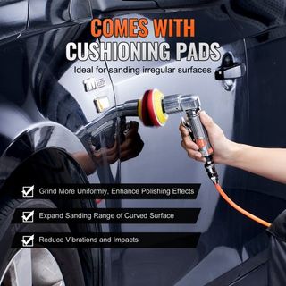 Mini Air Sander, 2.5/5.1/7.6 cm Lijadora Orbital Aleatoria de Aire, Lijadora Neumática Mini de Alta Velocidad 15000r/min para Trabajo de Carrocería, Kit de Lijadora Alimentada por Aire de 58PCS co...