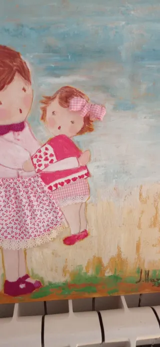 Cuadro infantil niñas con muñeca