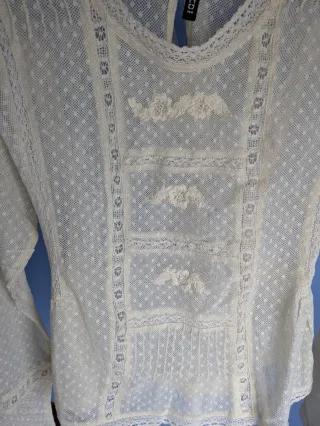 Camisa H&M romántica encaje talla s