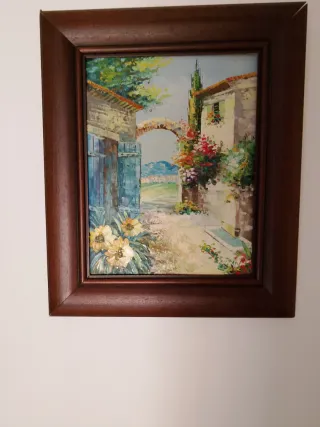 Pintura de paisaje con marco