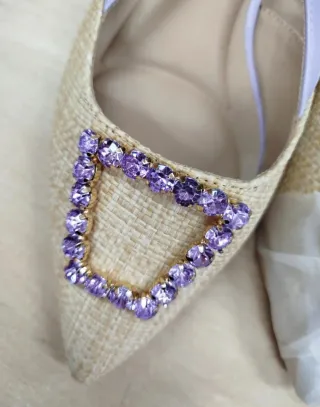 Zapatos planos mujer lila y beige