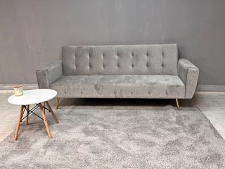 Sofá Cama 3 Plazas Terciopelo Gris